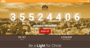 screenshot of website for Bless Every Home showing over 35,524,406 prayers recorded