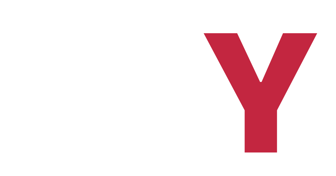 white letters MD and red letter Y for Mount Dora Youth text logo