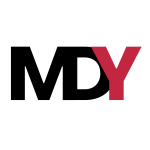 black letters MD and red letter Y for Mount Dora Youth text logo